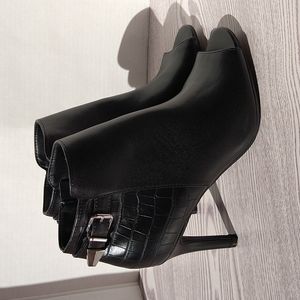 Unisa Black Peep Toe Ankle Booties